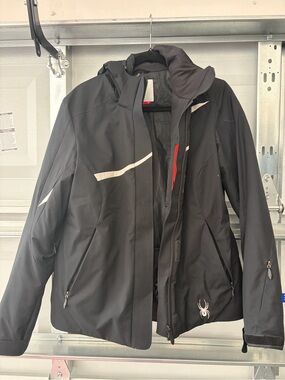 Spyder Black Ski Jacket with White Accents
